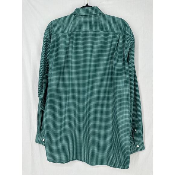 LL Bean Shirt Mens Large Green Plaid Button Wrinkle Free Ultrasoft Windowpane - Picture 3 of 5